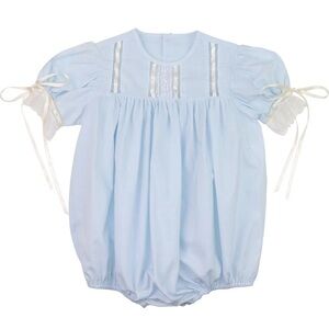Girls Heirloom Blue Baby Bubble with Lace Details